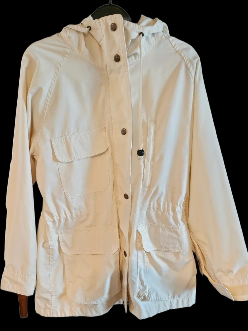 Eddie Bauer Ladies Cream Hooded Utility Jacket